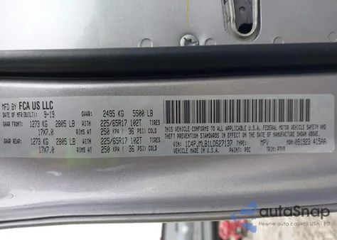 2020 Jeep Cherokee Latitude Plus 4X4 z USA, uszkodzony, nr VIN 1C4PJMLB1LD527137